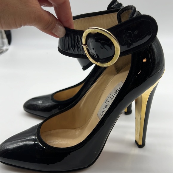 JIMMY CHOO SEXY POLISHED LEATHER MARY JANE STILETTO SZ 39 - Picture 4 of 6